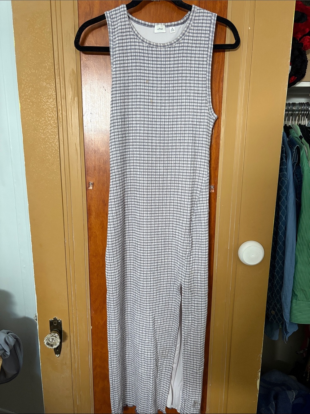 Sleeveless Maxi Tank Dress - Grey Gingham